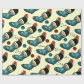 Kute kerststop, klein kind, crème cadeaupapier (Vlak)