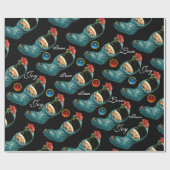 Kute kerststop, klein kind, rode bloem cadeaupapier (Vlak)