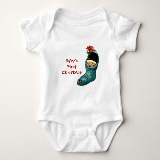 Kute kerststop, klein kind, roze blauw romper (Voorkant)