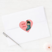 Kute kerststop, klein kind, roze hart sticker (Envelop)