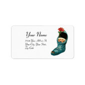 Kute kerststop, klein kind, wit rood etiket (Voorkant)