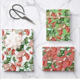 Kute kerststopping inpakpapier vel