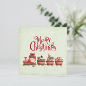 Kute kersttas met valstrik voor speelgoed met kers kaart (Staand voorkant)