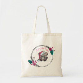 Kute kerstteddybloem, aanpasbaar tote bag