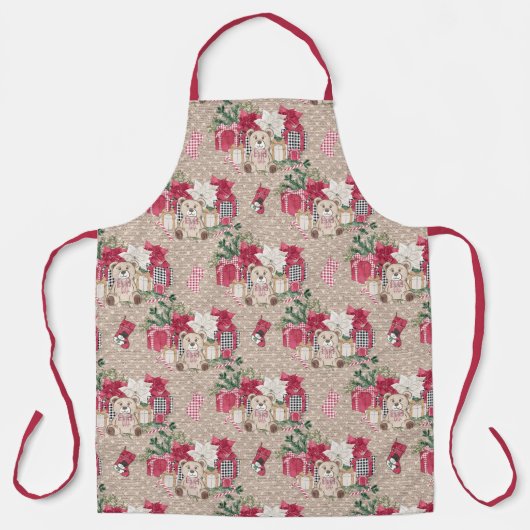Kute kerstteeddy Bear en Gift Boxes Schort (Voorkant)