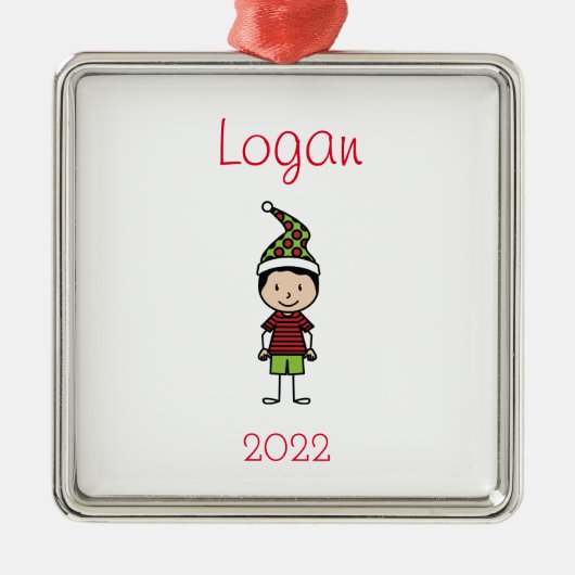 Kute kersttekens Gepersonaliseerde Kinderen Metalen Ornament (Voorkant)