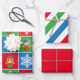 Kute kersttekens — Papieren bladen met onmiddellij Inpakpapier Vel