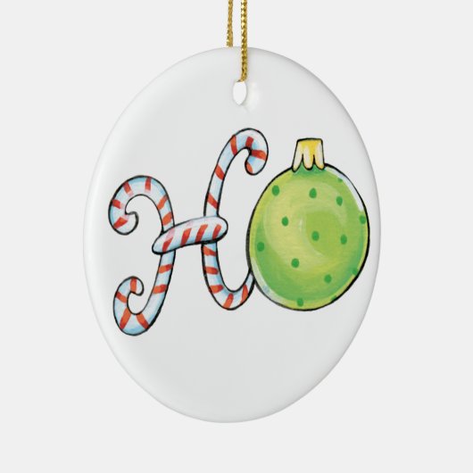 Kute kersttekst, Ho in Ornamenten met snoepsuikerr (Rechts)