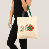 Kute kersttekst, Ho in Ornamenten met snoepsuikerr Tote Bag (Voorkant (product))