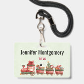 Kute kersttrein met speelgoed badge (Voorzijde met lanyard)