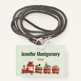 Kute kersttrein met speelgoed badge