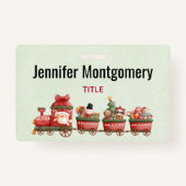Kute kersttrein met speelgoed badge (Voorkant)