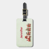 Kute kersttrein met speelgoed bagagelabel (Voorkant verticaal)