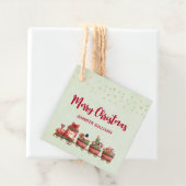 Kute kersttrein met speelgoed bedankjes labels (In situ)