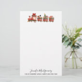 Kute kersttrein met speelgoed briefpapier (Staand voorkant)