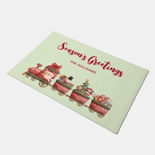 Kute kersttrein met speelgoed deurmat (Schuin)