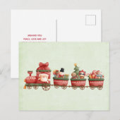 Kute kersttrein met speelgoed feestdagenkaart (Voorkant / Achterkant)