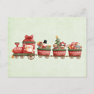 Kute kersttrein met speelgoed feestdagenkaart