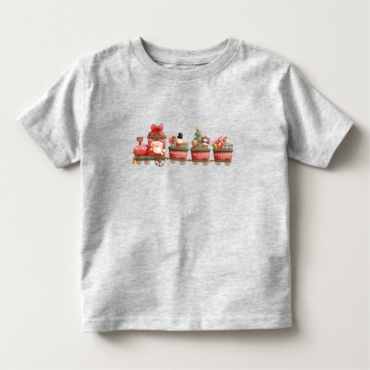 Kute kersttrein met speelgoed kinder shirts (Voorkant)