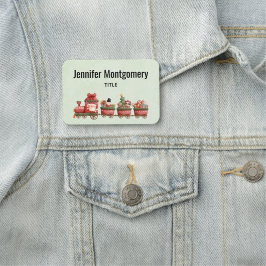 Kute kersttrein met speelgoed naamplaatje (In situ)