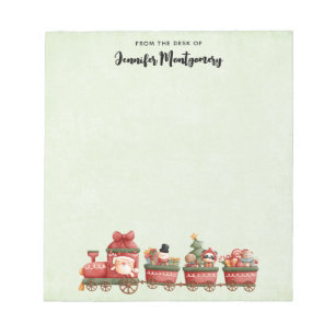 Kute kersttrein met speelgoed notitieblok