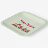 Kute kersttrein met speelgoed papieren bordje (Gebogen)