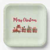 Kute kersttrein met speelgoed papieren bordje (Voorkant)