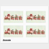 Kute kersttrein met speelgoed rechthoekige sticker (Vel)