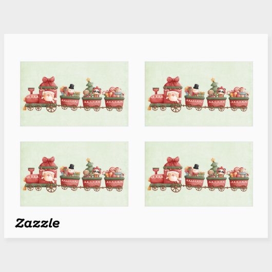 Kute kersttrein met speelgoed rechthoekige sticker (Vel)