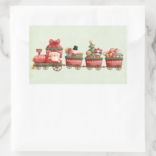 Kute kersttrein met speelgoed rechthoekige sticker (Tas)