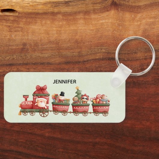 Kute kersttrein met speelgoed sleutelhanger (Voorkant)