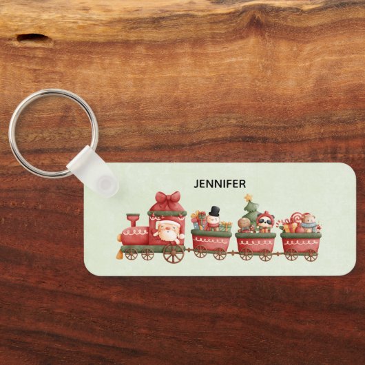 Kute kersttrein met speelgoed sleutelhanger (Achterkant)