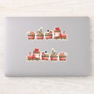 Kute kersttrein met speelgoed sticker