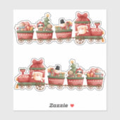 Kute kersttrein met speelgoed sticker (Vel)