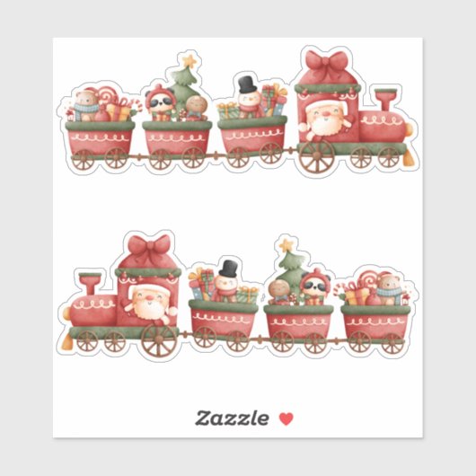 Kute kersttrein met speelgoed sticker (Vel)