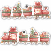 Kute kersttrein met speelgoed sticker (Voorkant)