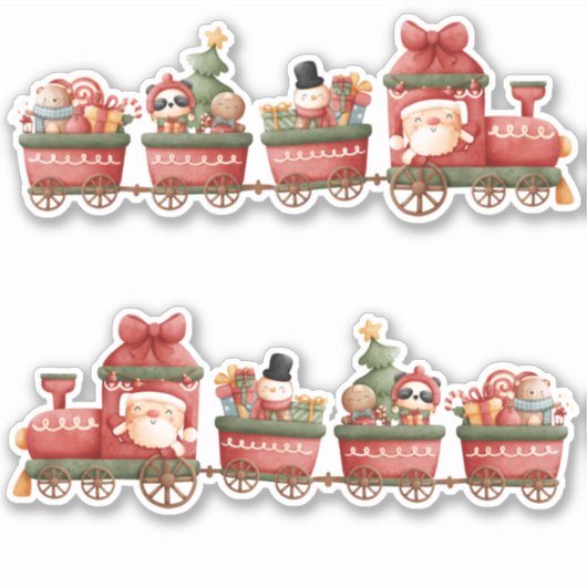 Kute kersttrein met speelgoed sticker (Voorkant)