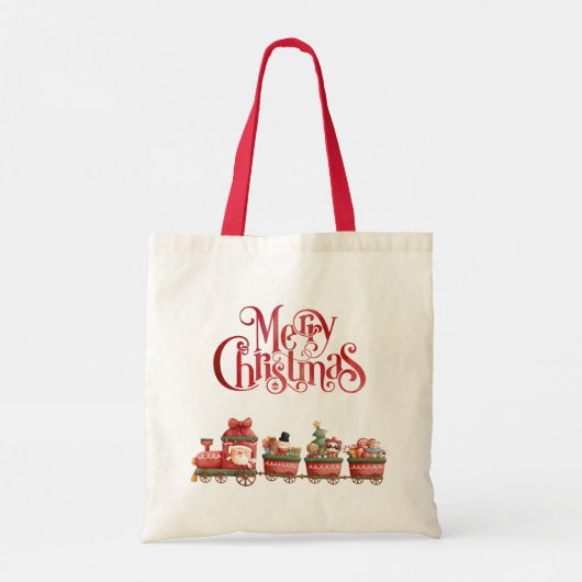 Kute kersttrein met speelgoed tote bag (Achterkant)