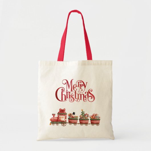 Kute kersttrein met speelgoed tote bag (Voorkant)