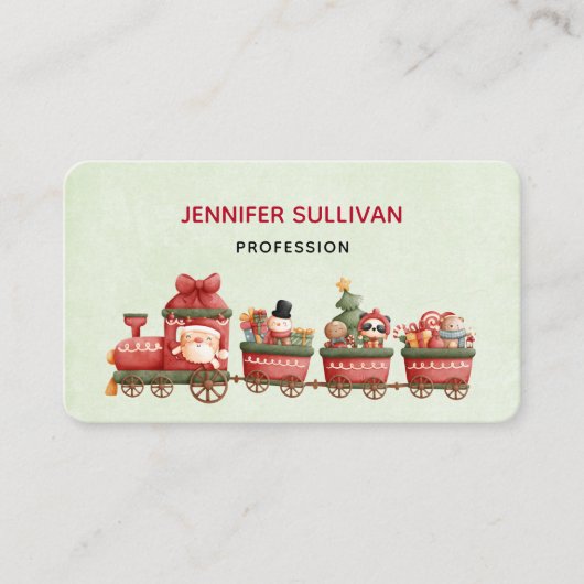 Kute kersttrein met speelgoed visitekaartje (Voorkant)