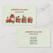 Kute kersttrein met speelgoed visitekaartje (Voorkant / Achterkant)