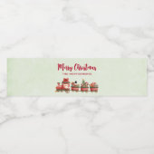 Kute kersttrein met speelgoed waterfles etiket (Enkel label)