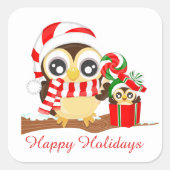 Kute kerstuil voegt bericht sticker toe (Voorkant)