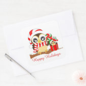 Kute kerstuil voegt bericht sticker toe (Envelop)