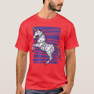 Kute kerstunicorn met kerstboomverlichting t-shirt