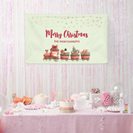 Kute kerstval met speelgoed voor kerstmis spandoek