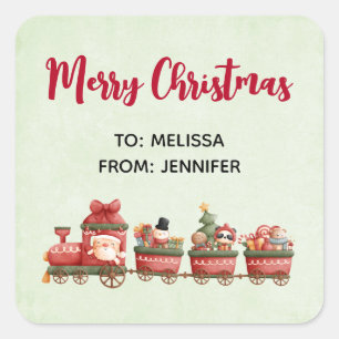 Kute kerstval met speelgoed voor kerstmis vierkante sticker