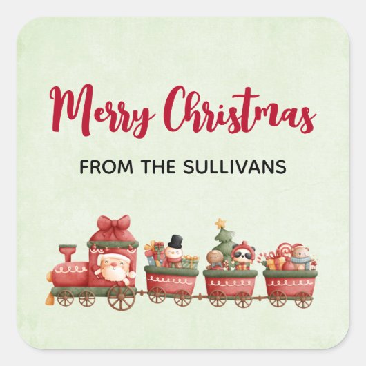 Kute kerstval met speelgoed voor kerstmis vierkante sticker (Voorkant)