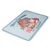 Kute kerstvee op lichtblauw blauw badmat (Gekanteld)