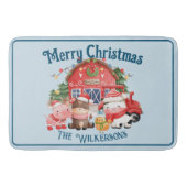 Kute kerstvee op lichtblauw blauw badmat (Voorkant)